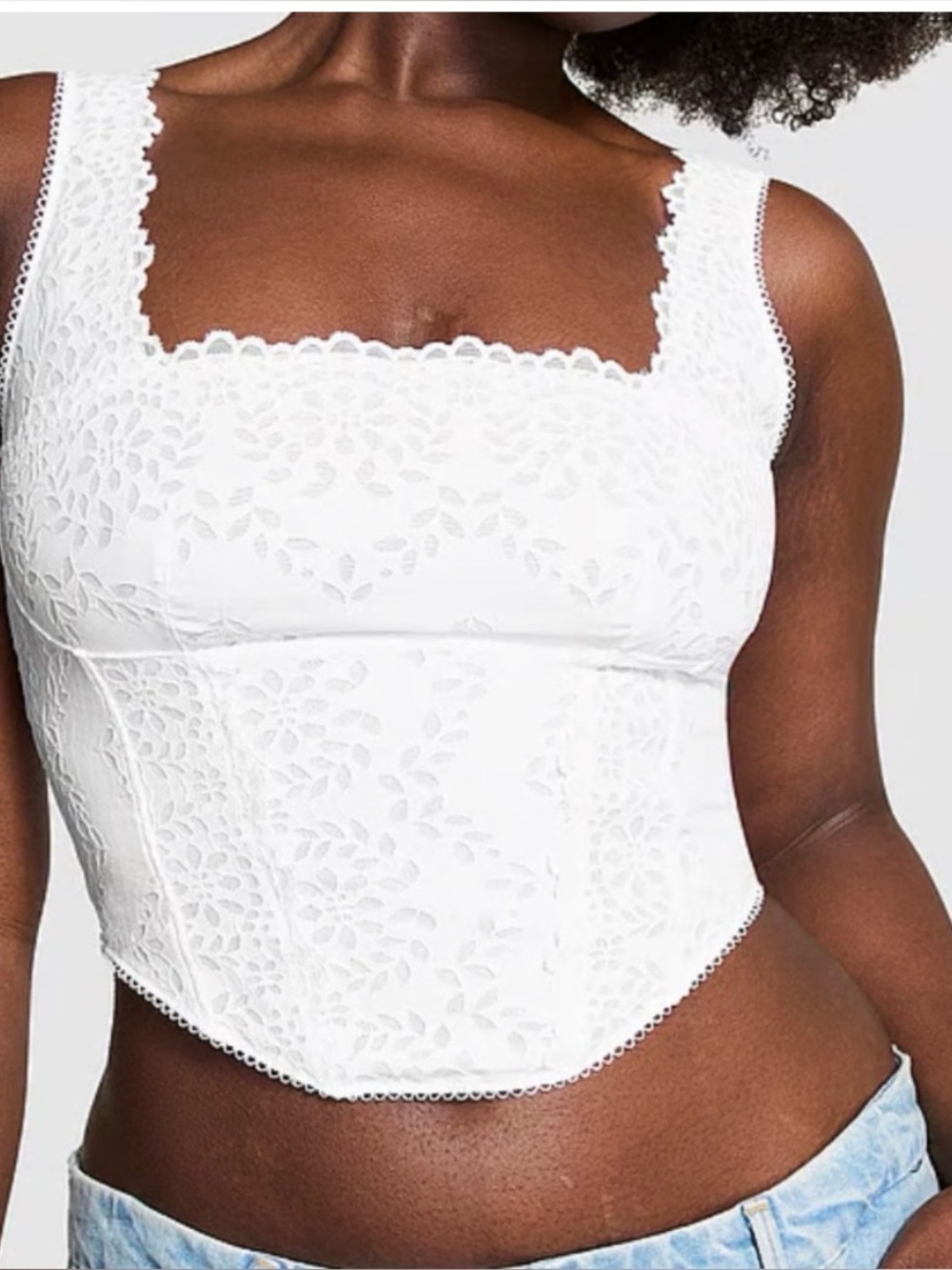 PINK Victorias Secret Bralette Corset Top Lace Mesh Womens  White large & Xl